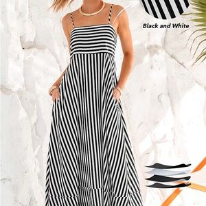 Cupshe Polished Escape Striped Maxi Dress